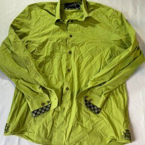 Coogi Luxe Dress Shirt Mens Large/16.5-17 Green Button Up Long Sleeve Business